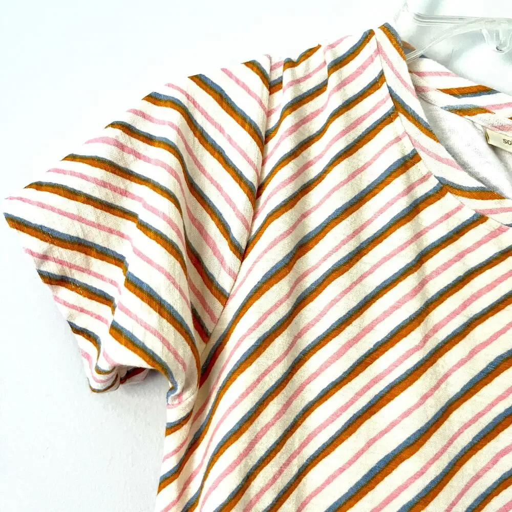 Soft Gallery Candy Stripe  girls ecru summer short sleeve dress size 12